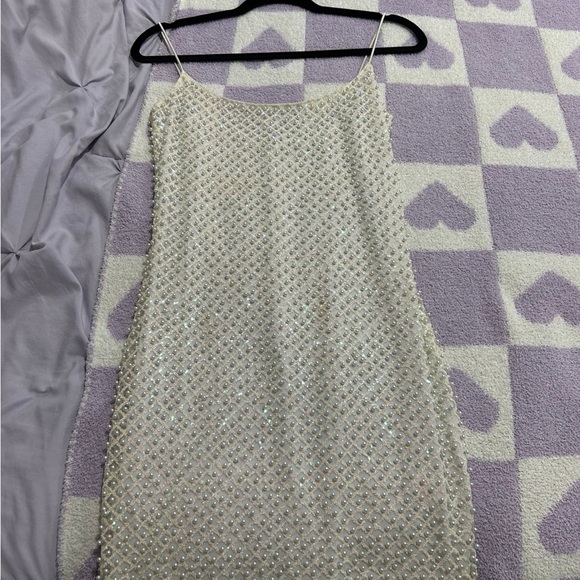 Oh Polly White Sequin Beaded Dress - Picture 1 of 3